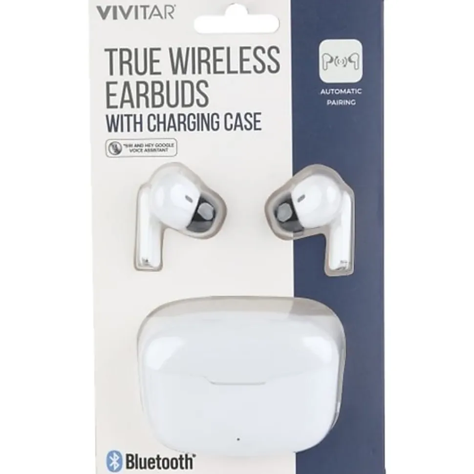 Vivitar True Wireless Earbuds, White, NIL8002-WHT-STK-24