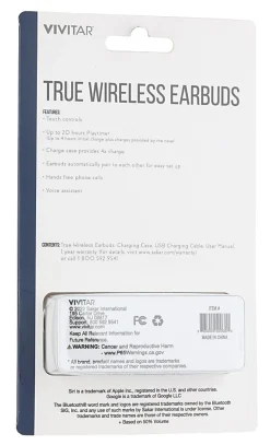 Vivitar True Wireless Earbuds, White, NIL8002-WHT-STK-24
