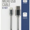 Vivitar USB-A To Micro USB Cable, 6', Black, NIL5006-BLK-STK-24