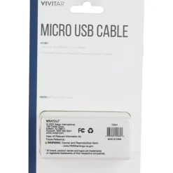 Vivitar USB-A To Micro USB Cable, 6', Black, NIL5006-BLK-STK-24