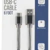 Vivitar USB-A To USB-C Cable, 6', Black, NIL4006-BLK-STK-24