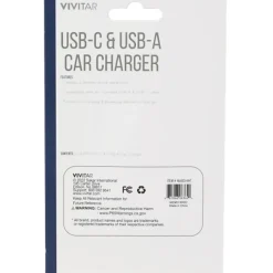 Vivitar USB-C And USB-A Car Charger, White, NIL6003-WHT-STK-24
