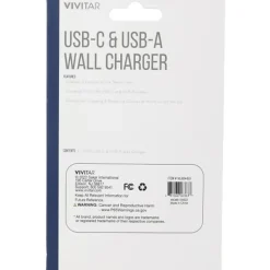 Vivitar USB-C And USB-A Wall Charger, Black, NIL6004-BLK-STK-24