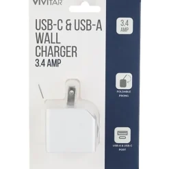 Vivitar USB-C And USB-A Wall Charger, White, NIL6004-WHT-STK-24