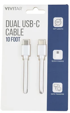 Vivitar USB-C Charging Cable, 10', White, NIL3010