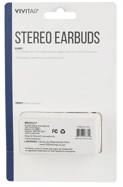 Vivitar Wired Stereo Earbuds, Black, NIL8001
