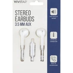 Vivitar Wired Stereo Earbuds, White, NIL8001