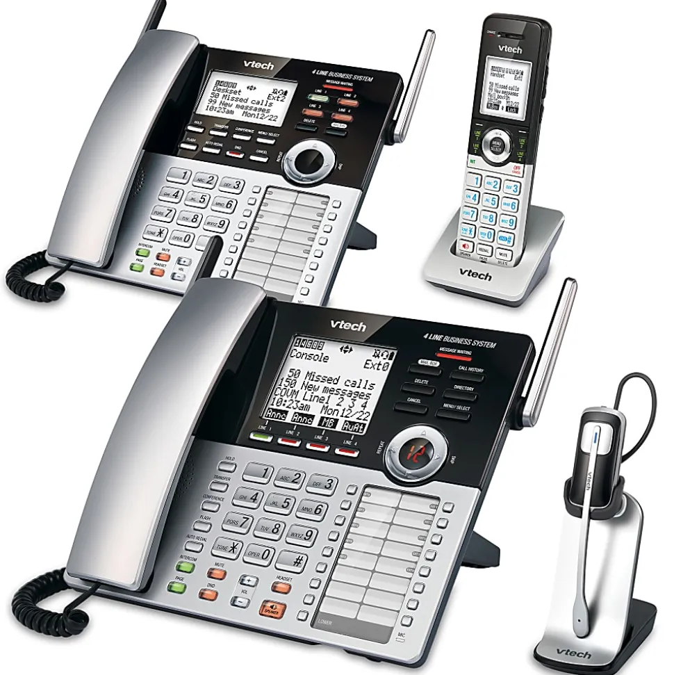 VTech® CM18445 4-Line Small Business Office Phone System Bundle with 2 Desksets, 1 Handset and 1 Headset