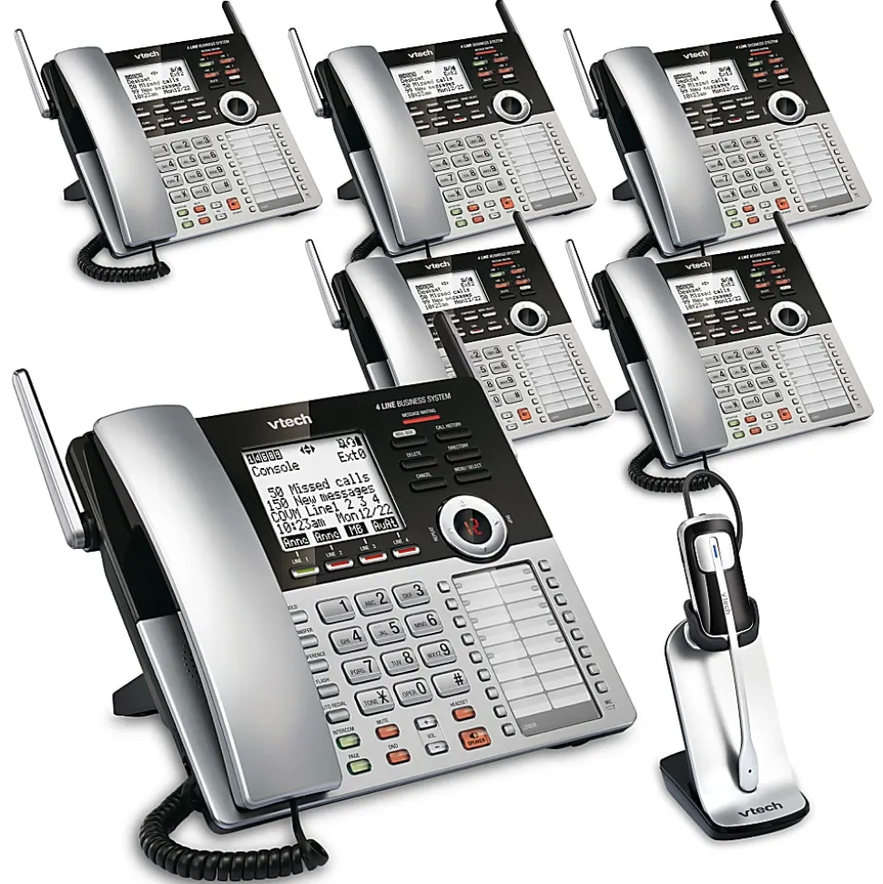 VTech® CM18445 4-Line Small Business Office Phone System, 5-In-1 Bundle