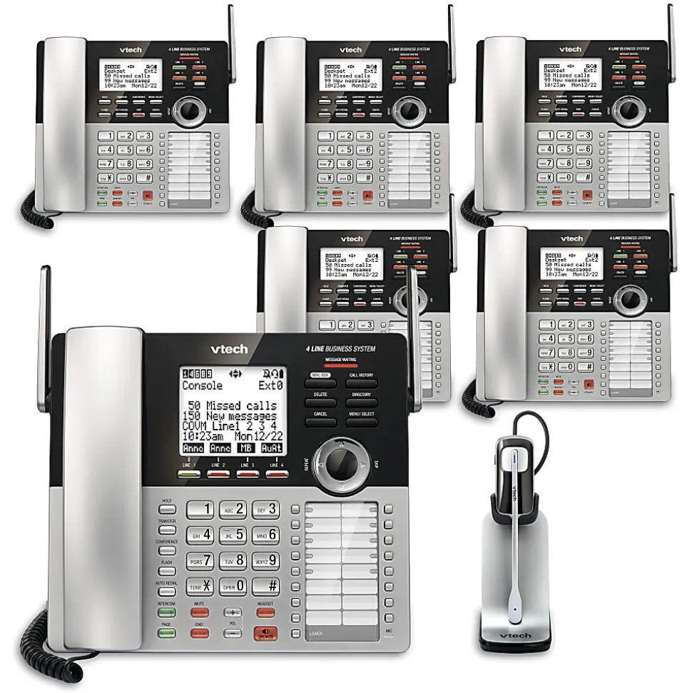 VTech® CM18445 4-Line Small Business Office Phone System, 5-In-1 Bundle