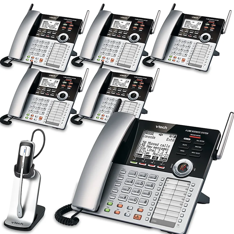 VTech® CM18445 4-Line Small Business Office Phone System, 5-In-1 Bundle