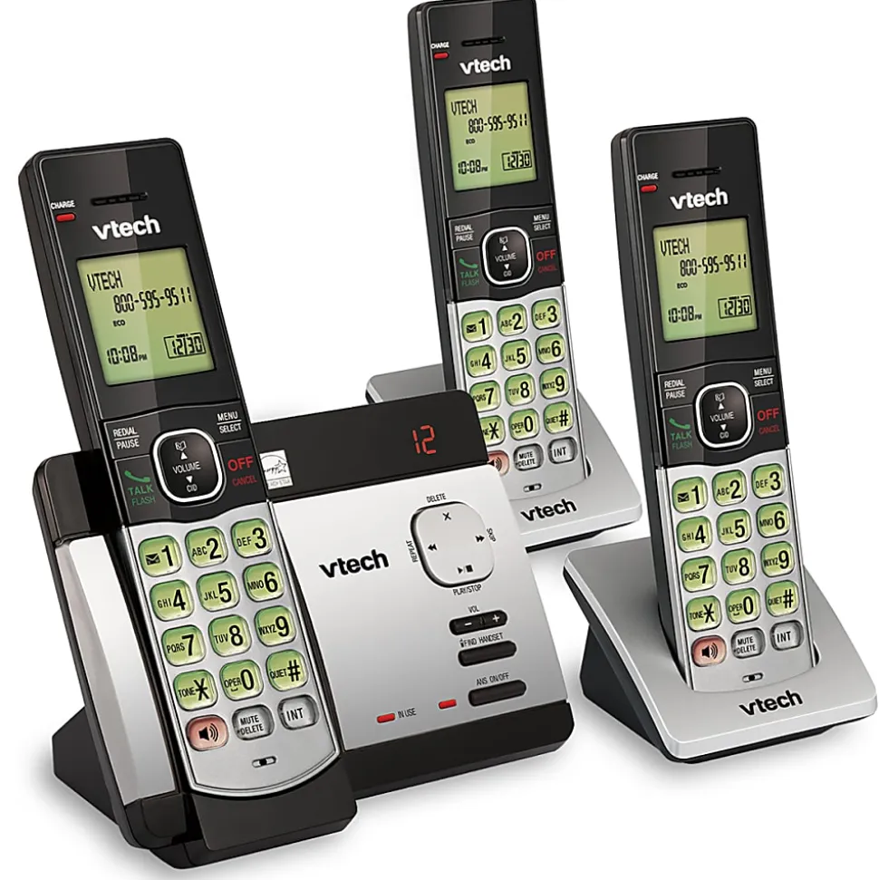 VTech® CS5129-3 DECT 6.0 Expandable Cordless Phone With Digital Answering System
