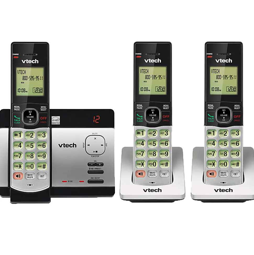 VTech® CS5129-3 DECT 6.0 Expandable Cordless Phone With Digital Answering System
