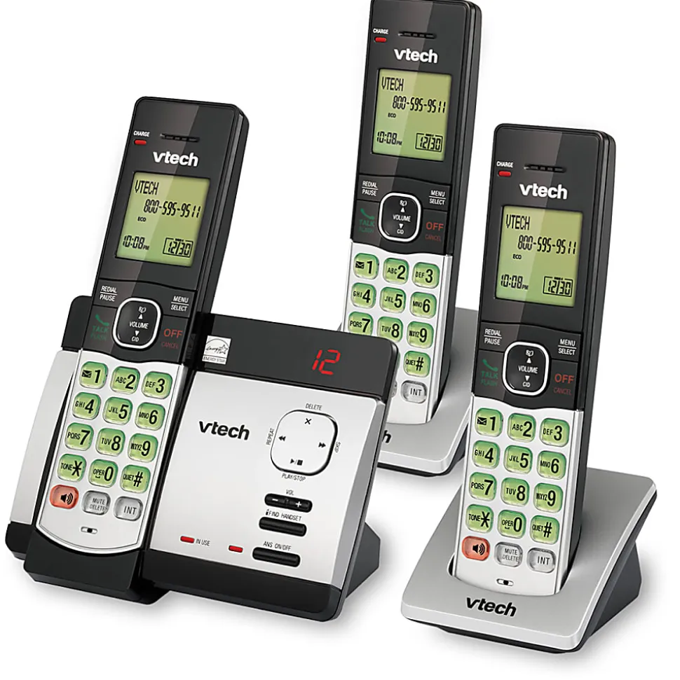 VTech® CS5129-3 DECT 6.0 Expandable Cordless Phone With Digital Answering System