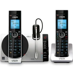 VTech® DECT 6.0 2 Handset Connect To Cell™ Cordless Phone With Digital Answering System, DS6771-3, 2 Handsets, 1 Cordless Headset