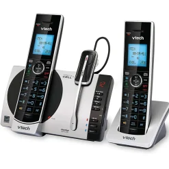 VTech® DECT 6.0 2 Handset Connect To Cell™ Cordless Phone With Digital Answering System, DS6771-3, 2 Handsets, 1 Cordless Headset