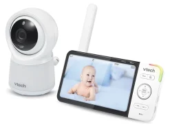 VTech RM5754HD Smart Wi-Fi 1080p Video Baby Monitor System With 5" Display, Night-Light And Remote Access, 3.63"H x 6.56"W x 1.15"D, White