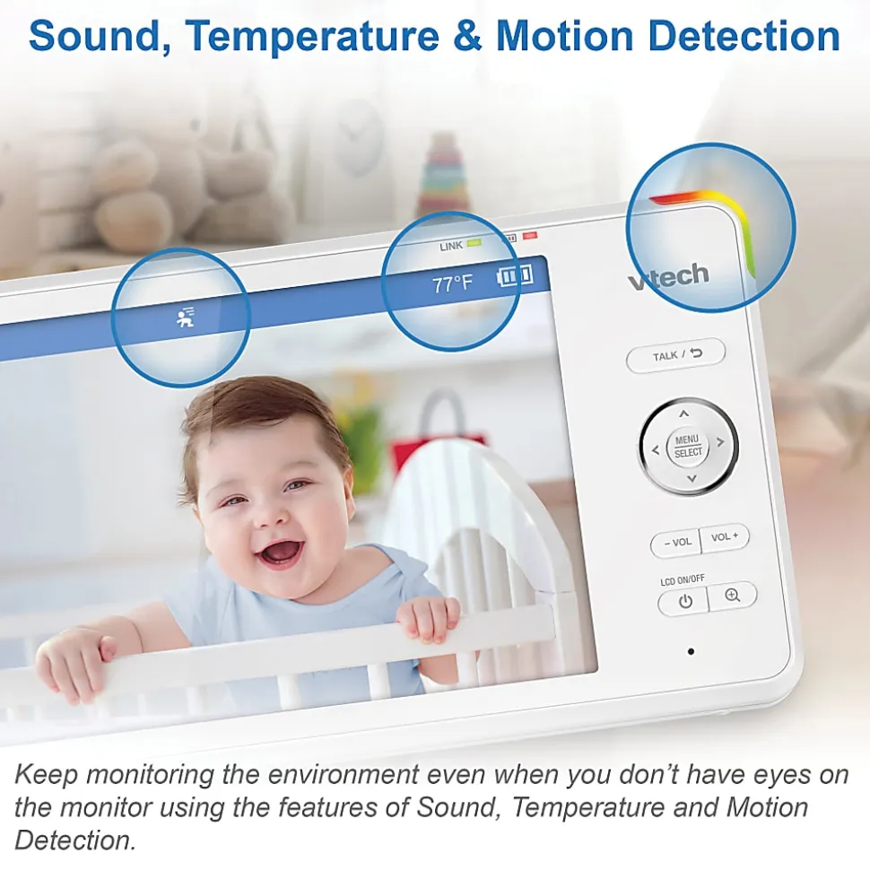 VTech Smart Wi-Fi 1080p 2-Camera 360°-Pan-And-Tilt Video Baby Monitor System With 5" Display, RM77662HD