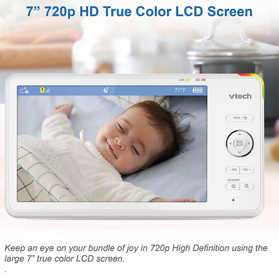VTech Smart Wi-Fi 1080p 2-Camera 360°-Pan-And-Tilt Video Baby Monitor System With 5" Display, RM77662HD