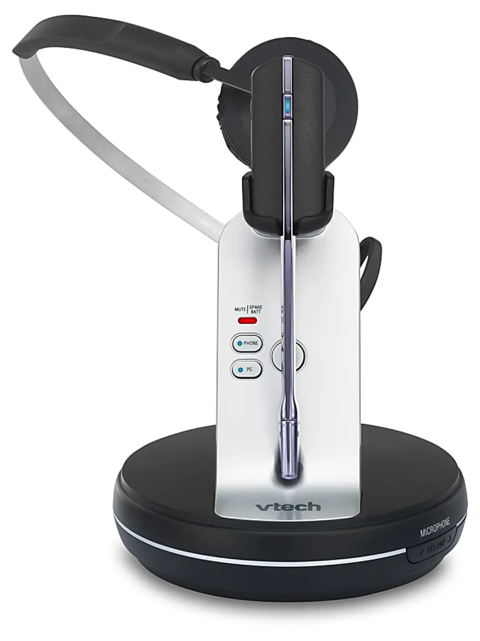 VTech® VH6210 Convertible DECT Office Wireless Headset For Business Desktop Phones, Black/Silver