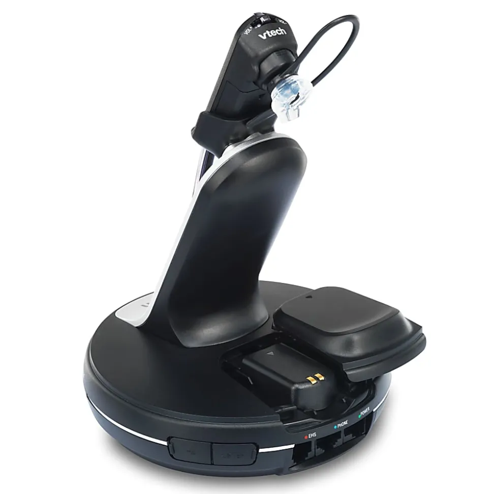 VTech® VH6210 Convertible DECT Office Wireless Headset For Business Desktop Phones, Black/Silver