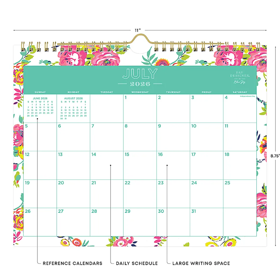 Wall Calendar DD Peyton White - 11x8.75 AY26-27 Monthly Safety Wirebound -
