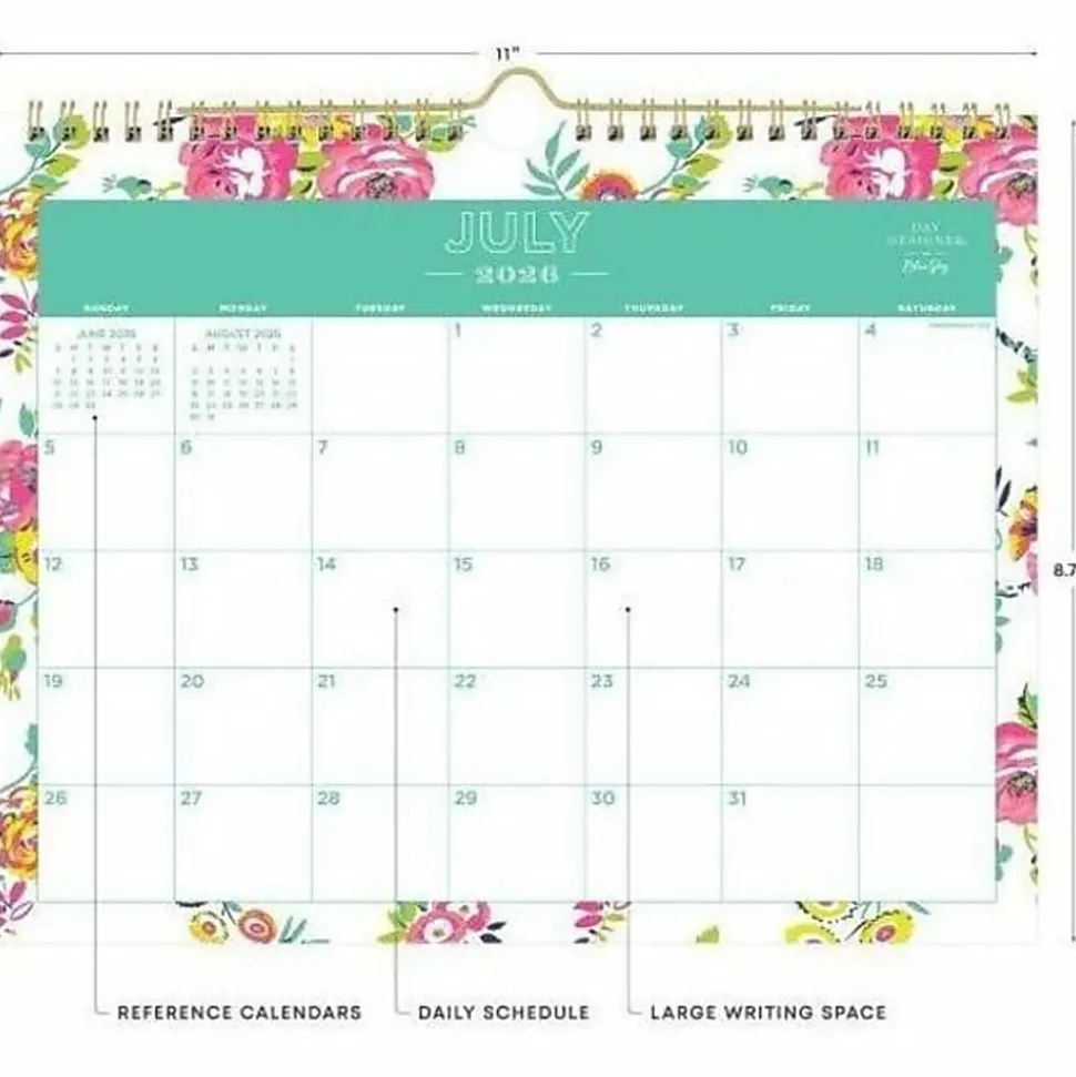 Wall Calendar DD Peyton White - 11x8.75 AY26-27 Monthly Safety Wirebound -