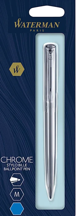Waterman® Allure Ballpoint Pen, Medium Point, 0.7 mm, Chrome Barrel, Blue Ink