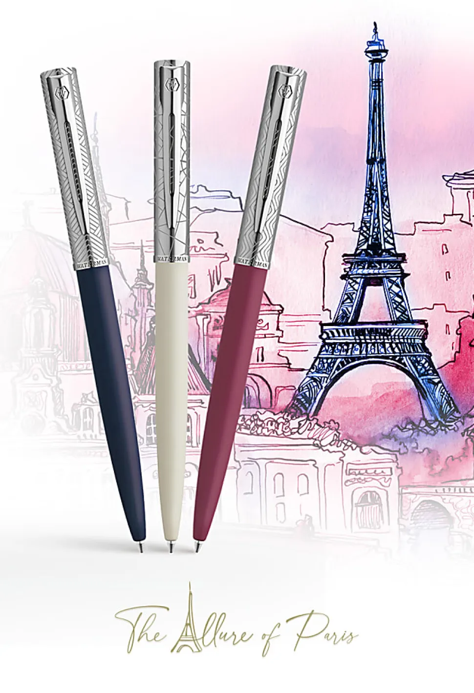Waterman® Allure Deluxe Ballpoint Pen, Medium Point, 0.7 mm, Pink Lacquer Barrel, Blue Ink