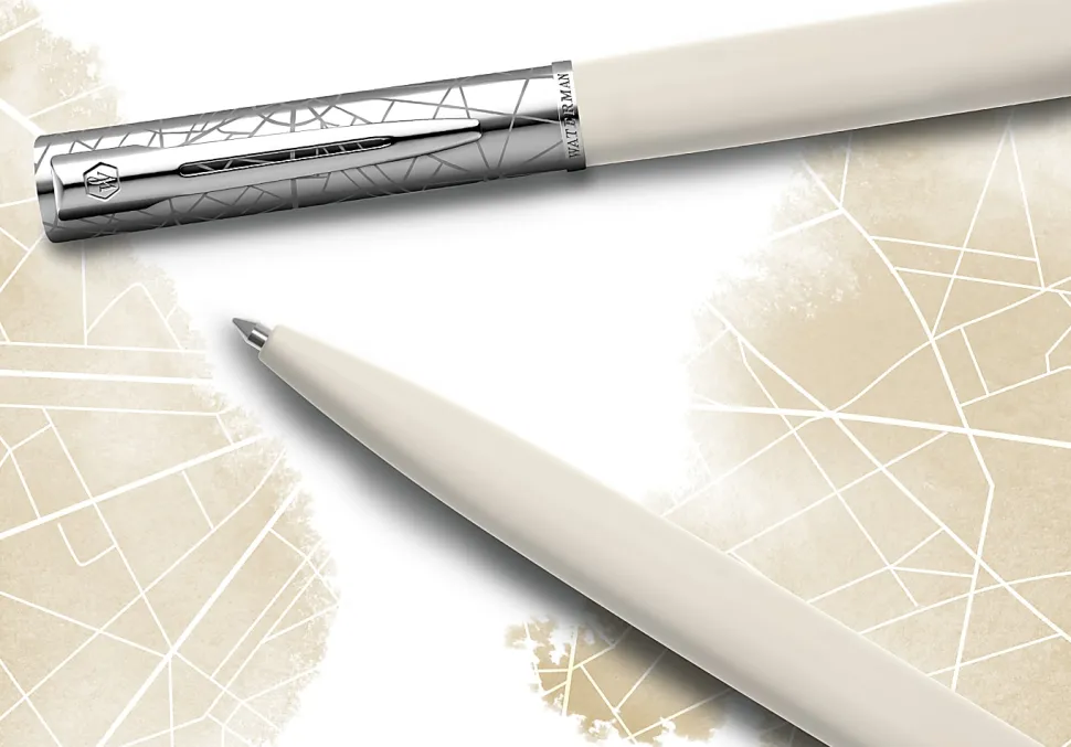 Waterman® Allure Deluxe Ballpoint Pen, Medium Point, 0.7 mm, White Lacquer Barrel, Blue Ink