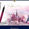 Waterman Allure Deluxe Fountain Pen, Fine Point, 0.5 mm, White Lacquer Barrel, Blue Ink