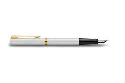 Waterman Impression White Fountain Pen Gold-Coated Trim Medium Nib, Blue Ink