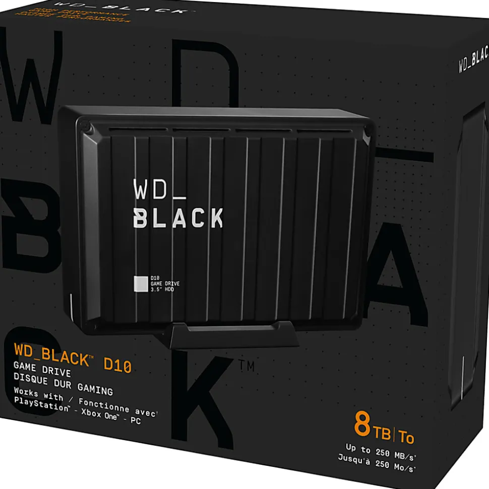 WD_Black D10 WDBA3P0080HBK 8 TB Desktop Hard Drive - External - Black - Gaming Console, Desktop PC Device Supported - WDBA3P0080HBKNESN
