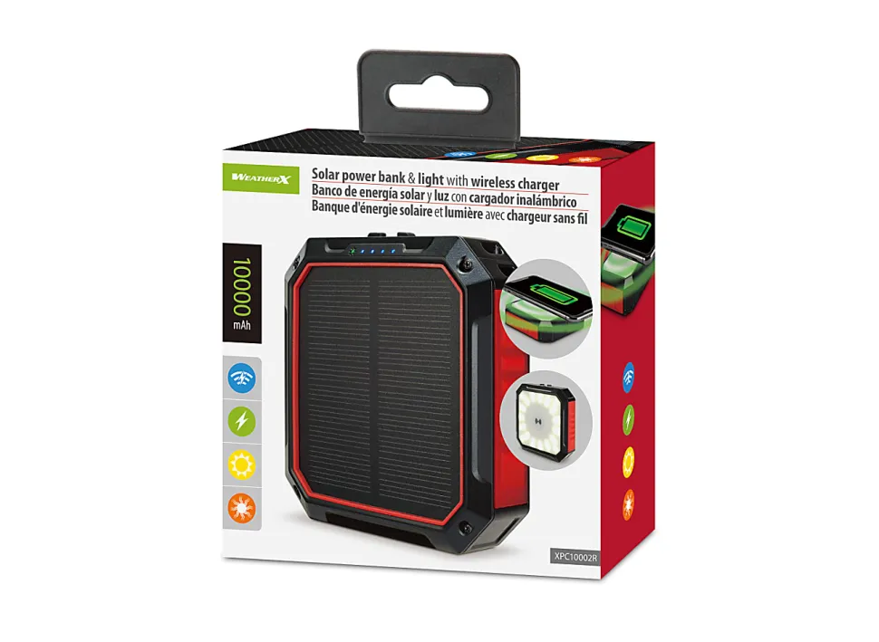 WeatherX Solar Power Bank And Light With Wireless Charger, XPC10002R
