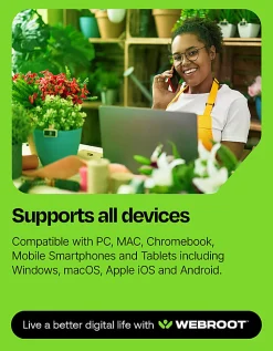 Webroot - Internet Security Plus + Antivirus Protection - 3 Devices -1 Year Download - Android, Apple iOS, Chrome, Mac OS, Windows