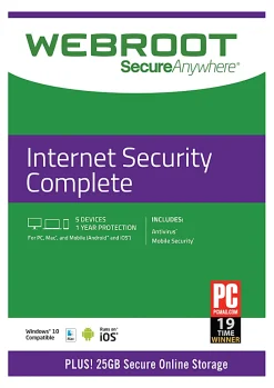 Webroot® SecureAnywhere™ Complete With Antivirus, For 5 PC/Mac® Devices, 1-Year Subscription, Disc