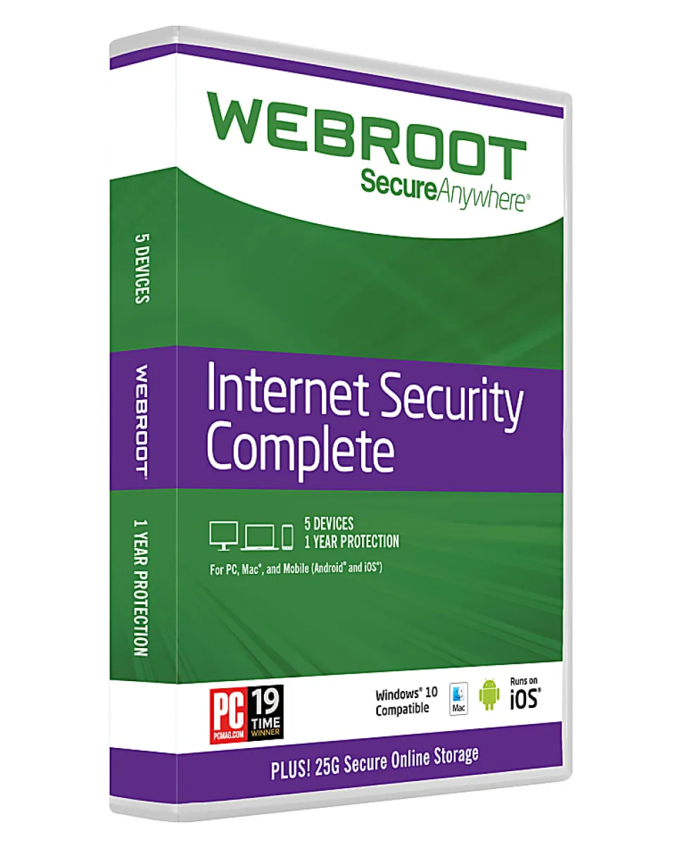 Webroot® SecureAnywhere™ Complete With Antivirus, For 5 PC/Mac® Devices, 1-Year Subscription, Disc