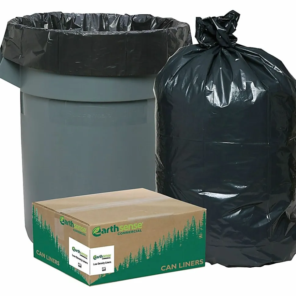Webster® EarthSense® 0.65 mil Trash Bags, 10 gal, 24"H x 23"W, 75% Recycled, Black, 500 Bags
