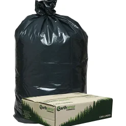 Webster® EarthSense® 75% Recycled Star bottom Commercial Can Liners, 33 Gallons, 0.90 Mil Thick, 32 1/2" x 40", Black, Box Of 80
