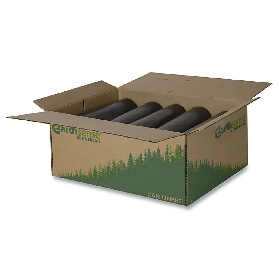 Webster EarthSense Star Bottom Commercial Can Liners, 1.25 mil, 40 To 45 Gallons, 75% Recycled, Black, Box Of 100 Liners