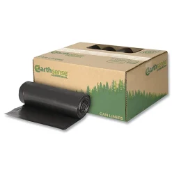 Webster EarthSense Star Bottom Commercial Can Liners, 1.25 mil, 40 To 45 Gallons, 75% Recycled, Black, Box Of 100 Liners