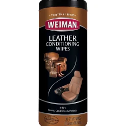 Weiman Products Leather Wipes - For Multipurpose - 8" Length x 7" Width - Pre-moistened, UV Protection - White - 30/Tub - 4 / Carton