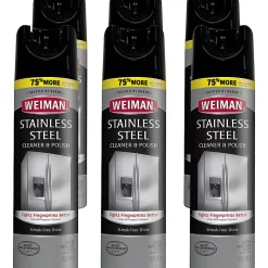 Weiman Products Stainless Steel Cleaner/Polish - Aerosol - 17 fl oz (0.5 quart) - Floral Scent - 6 / Carton - Clear