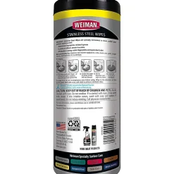 Weiman Stainless Steel Wipes - Wipe - 7" Width x 8" Length - 30 / Canister - 4 / Carton - White