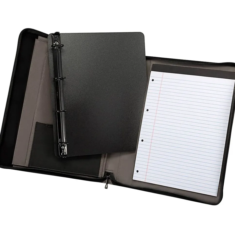 Wenger® Venture Zippered Presentation Padfolio, 13 13/16"H x 12 7/16"W x 3 1/8"D, Black
