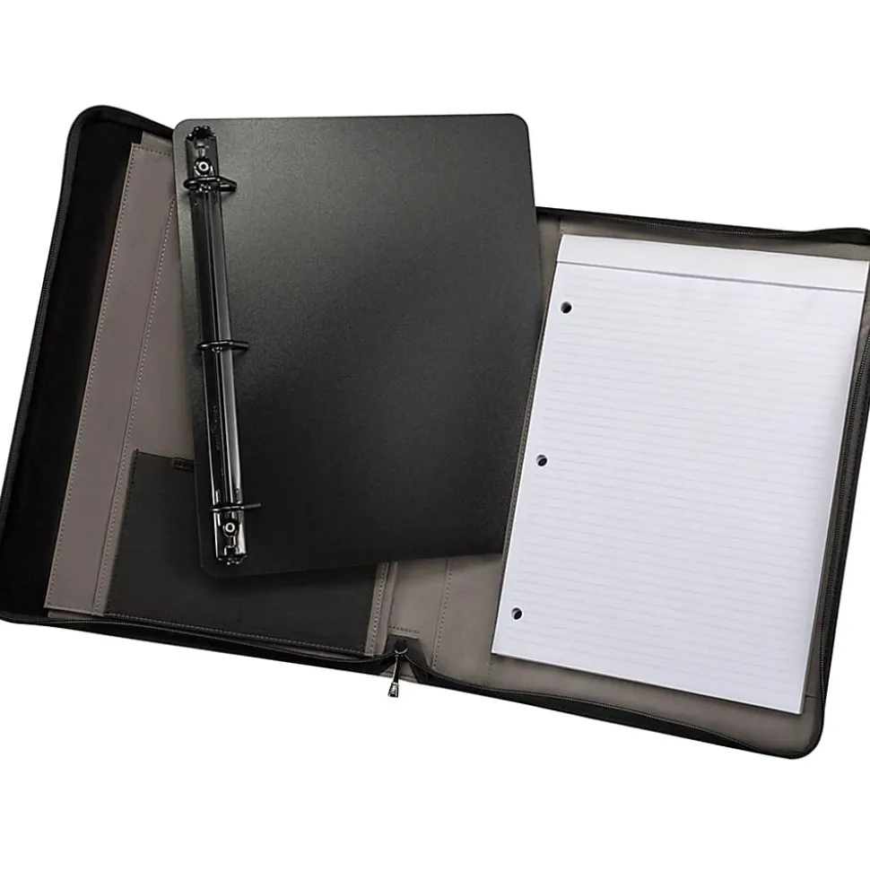 Wenger® Venture Zippered Presentation Padfolio, 13 13/16"H x 12 7/16"W x 3 1/8"D, Black