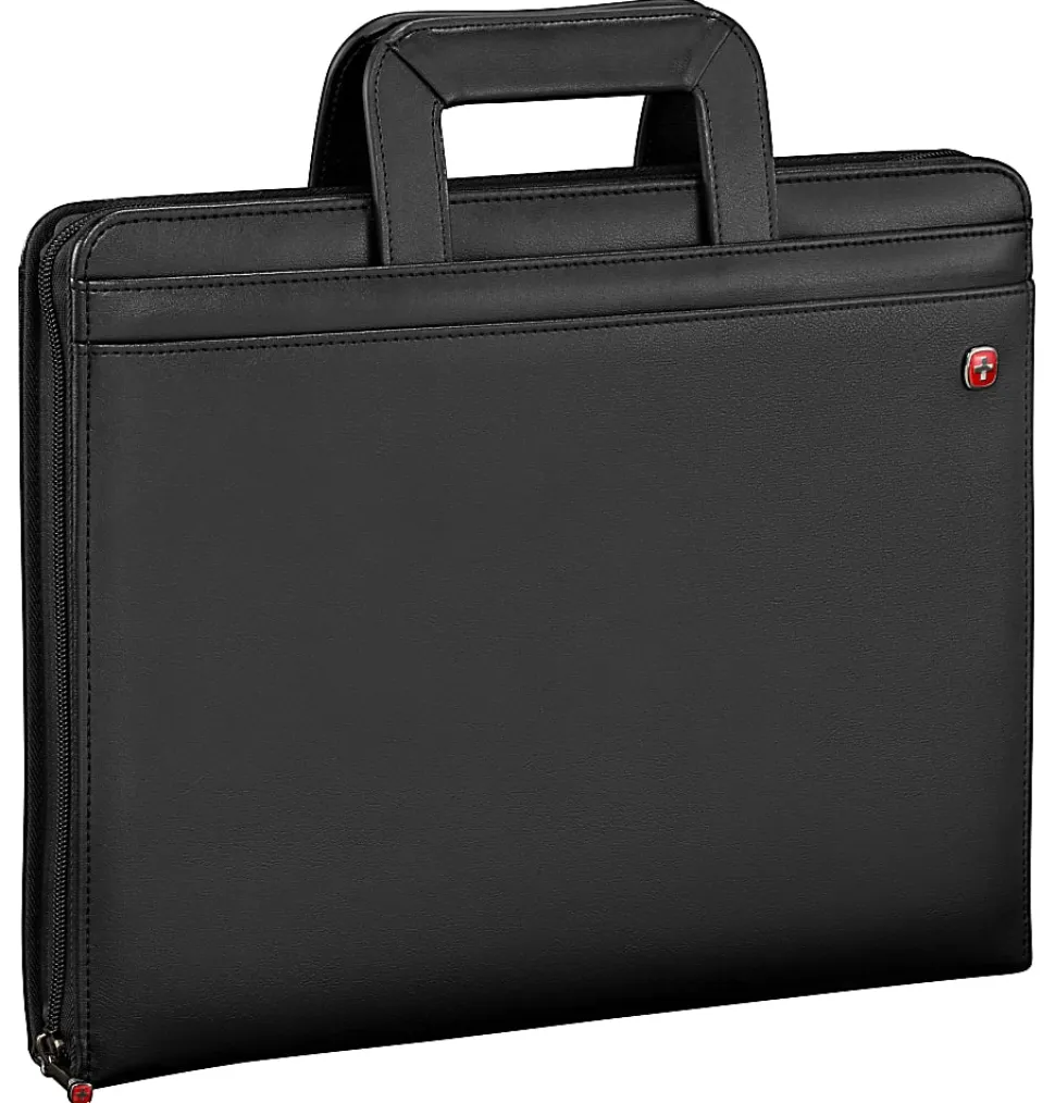 Wenger® Venture Zippered Presentation Padfolio, 13 13/16"H x 12 7/16"W x 3 1/8"D, Black