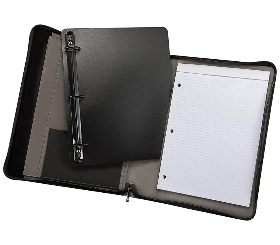 Wenger® Venture Zippered Presentation Padfolio, 13 13/16"H x 12 7/16"W x 3 1/8"D, Black
