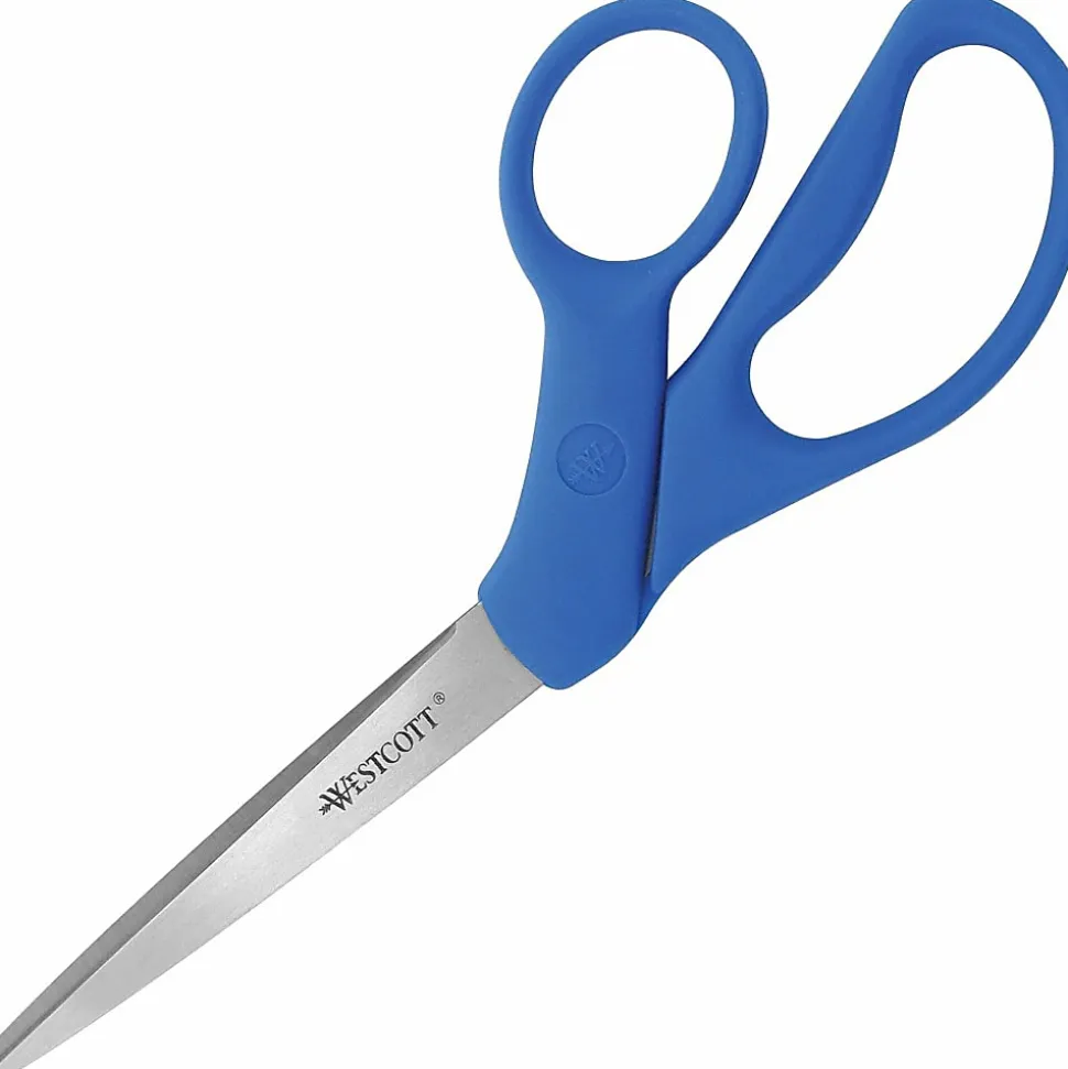 Westcott® All Purpose Preferred Stainless Steel Scissors, 8", Bent, Blue