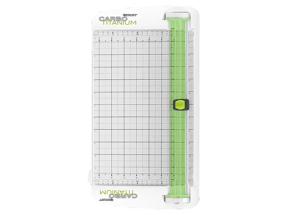 Westcott® CarboTitanium Personal Paper Trimmer, 12", White/Green